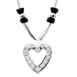 Urthn สร้อยคอลูกปัดที่ดีสร้อยคองบ1107713A หินแก้วและชุบเงิน - Product Image 1