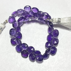 Perles de briolette en forme de coeur à facettes en améthyste rose de haute qualité pierre précieuse calibrée pour bijoux violets - Product Image 2