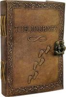 Carnet de notes A5 en cuir gaufré vintage, cousu à la main, avec fermeture - « The Journey » Footprint Diary, 100 feuilles vierges, carnet de croquis