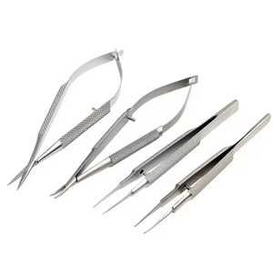 Juego de instrumentos quirúrgicos oftálmicos de 4 piezas Manual 12cm 14cm 16cm Kit de cirugía ocular de acero inoxidable con tijeras y fórceps - Product Image 1