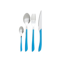 Juego de cubertería con mango de plástico, conjunto de cubiertos reutilizables de acero inoxidable con mango de ABS, nuevo diseño personalizado, 3 uds. - Product Image 1