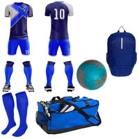 Kit de football de haute qualité 100% polyester, short doux, durable, séchage rapide, respirant, logo personnalisé sur le devant, nom de l'équipe, numéro, école, club