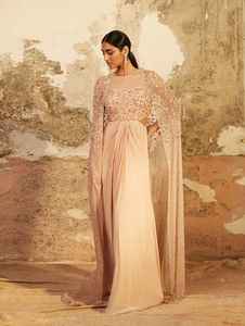 Vestido de noche acampanado para mujer a la moda con cuello redondo sin mangas y bordado de trabajo 100% poliéster vestido de novia antiestático para exportación - Product Image 3