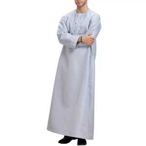 OEM 2025 Ropa Islámica Árabe de Alta Calidad de Dubái, Thawb Jubba para Hombre, Manga Corta, Thobes Étnicos de Color Sólido, Thobe Musulmán para Hombre - Product Image 3