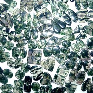 Vente en gros de cabochon en agate mousse naturelle, toutes formes de pierres précieuses en vrac pour la fabrication de bijoux pour collier pendentif et paire de bijoux - Product Image 4