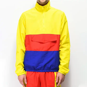 Chándal cortavientos con cremallera de un cuarto de bloque de color para hombre, pantalones para correr, ropa de calle atlética Retro ligera, conjuntos de nailon - Product Image 2