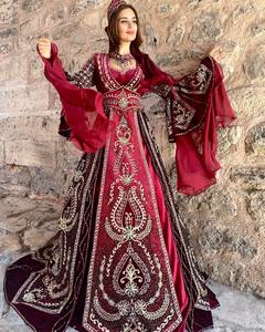 Vestido de novia tradicional de pavo, hechas a mano con cuentas intrincado, tela de satén, Natural hasta el suelo, transpirable para novias perfectas - Product Image 1