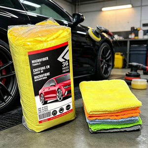 Lot de 36 chiffons microfibres sans ourlet 300 g/m² pour voiture, à poils longs et courts, pour le detailing et le polissage - Product Image 1