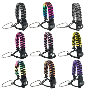 Wholesale Custom Color Custom Weave Paracord Bottle Handle with Safety Ring Compass and Carabiner