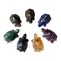 Figurine de tortue en cristal de citrine naturel, résine époxy, tortue artificielle miniature, statue de tortue Feng Shui