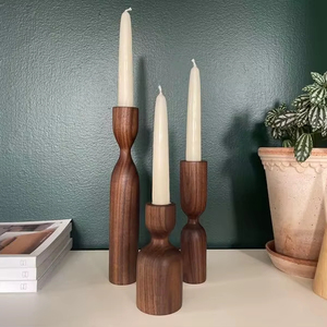Top Selling Home Decorative Set of 3 Wooden Candle Stand Antique Hand Cared Mango Wood Premium Candle Holders Manufacturer - Product Image 1