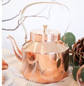 <b>Vintage</b> copper tea <b>kettle</b> with long spout and handle handcrafted for pouring hot beverages and elegant table decor - Product Image 2