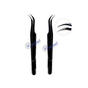 Pinzas de extensión de pestañas con punta de fibra de pestañas de volumen curvo Pinzas de pestañas de acero inoxidable para pedidos a granel - Product Image 2