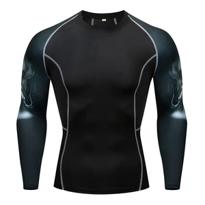 Sublimation <b>Printed</b> Spandex Bjj Quick-dry Men Compression Shirt Top Long Sleeve Sports Baselayer Running Dry Rash Guard - Product Image 6