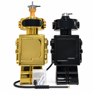 71cm Bluetooth Roboter-Design Dekoratives Lounge-Geräteset mit Harzkörper, Schwarz-Gold-Finish, Schlauchgriff und Ladegerät – Großhandel - Product Image 1