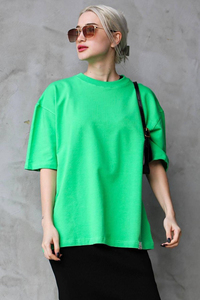 Summer Oversize 300 GSM T Shirts Women Sportswear O Neck Cotton Polyester TShirts Ladies Running Drop Shoulder Tee Shirts Ladies - Product Image 4