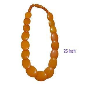 Orange Resin <b>Bead</b> <b>Chunky</b> Oval Handcrafted Glossy Finish Angel Statement <b>Necklace</b> for Women - Product Image 3