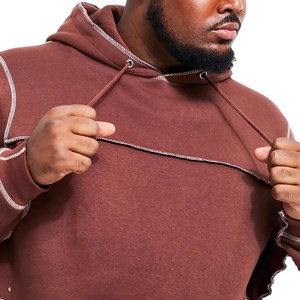 Conjunto de pantalones de chándal y Sudadera con capucha de punto de contraste sólido personalizado para hombre, chándal de talla grande de alta calidad, 100% algodón, transpirable a prueba de viento - Product Image 4