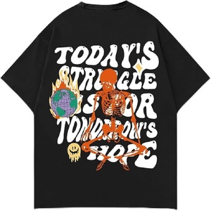 T-shirt imprimé oversize à manches courtes et col en O pour homme, séchage rapide, haute taille GSM, jersey 100% coton - Product Image 2