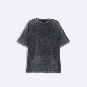 Nueva Camiseta holgada de talla grande con hombros caídos para hombre, camisetas de lavado ácido, camisas transpirables de tela de algodón 100% - Product Image 1