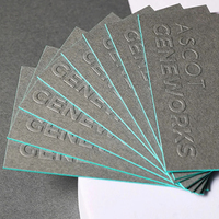 Cartes de visite professionnelles de luxe personnalisées grises avec logo en relief, papier cartonné épais, bord peint, cartes de visite haut de gamme
