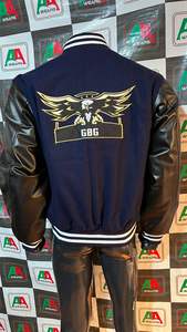 Veste de baseball en laine pour hommes de qualité supérieure pour l'hiver High Street Style avec col montant imprimé bouffant brodé et boutons en acier - Product Image 5