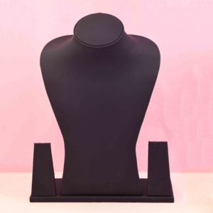 Support de présentation pour colliers et bijoux en cuir PU noir avec étui de rangement 10x8x3,5 pouces - Product Image 1