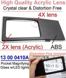 Loupe de poche LED avec lentille bifocale 2X/4X, dioptrie 4D/11D, 4 lumières LED - Product Image 3