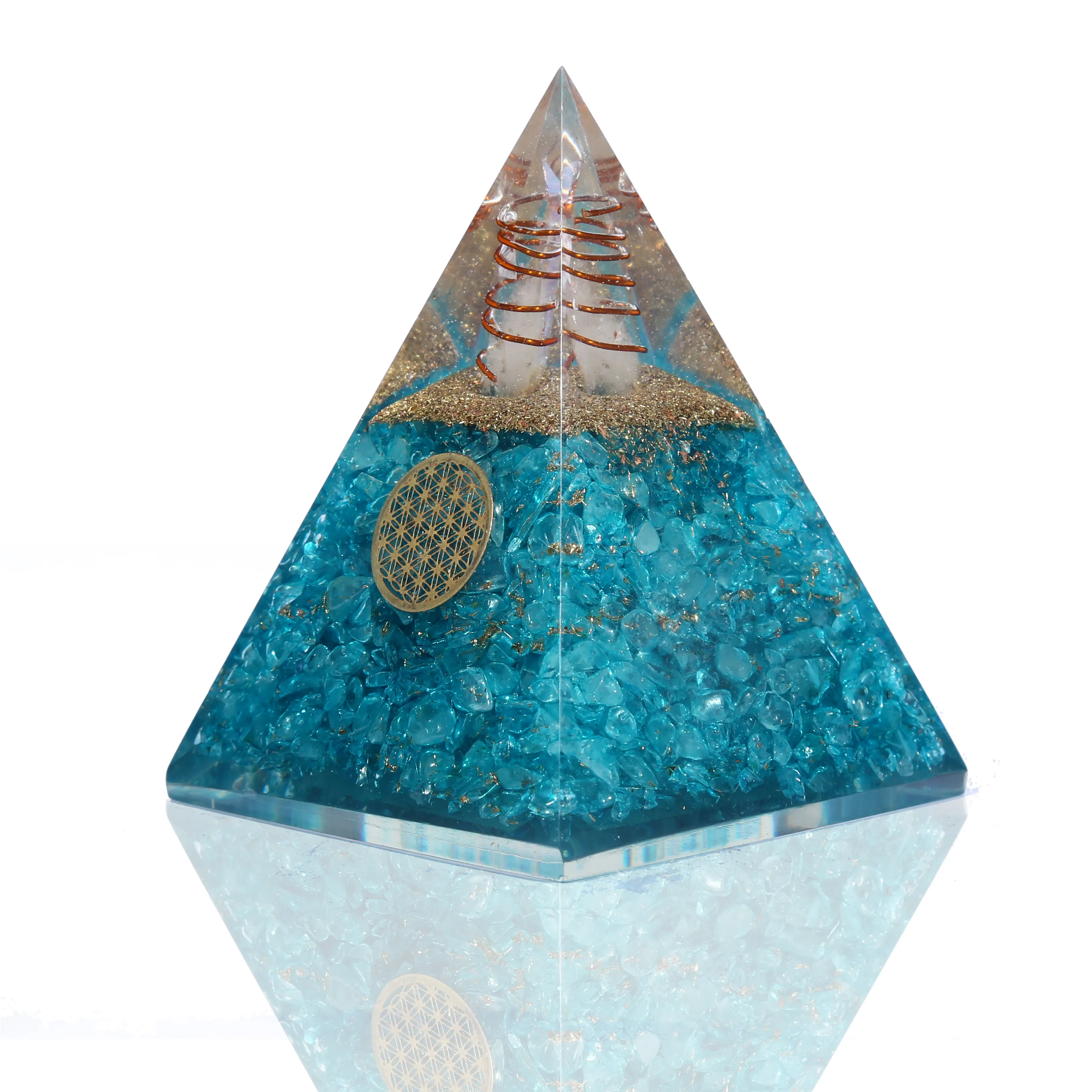 Orgonite Nubian Aqua piramidi EMF protection orgone piramidi all'ingrosso orgonite copper pyramid agate aqua ball