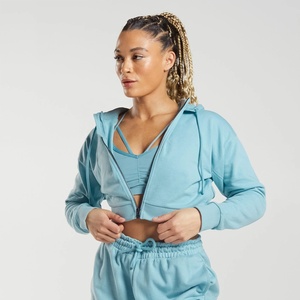 Sudadera Corta con Cremallera y Capucha para Mujer, Estilo Urbano Y2K, de Algodón y Felpa, Manga Larga, con Cremallera, para Otoño, Moda Informal - Product Image 3