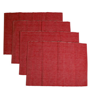 Mantel Individual de mesa de comedor de polialgodón rojo de lujo moderno tejido de lino RIB cuadrado patrón sólido hogar cocina al aire libre hoteles bodas - Product Image 1