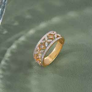 Anillo de Compromiso con Motivo Artesanal para Mujer, Certificado por GIA, Diseño de Racimo Creado en Laboratorio, Oro Fino de 10K/14K/18K, Clásico de Fábrica - Product Image 1