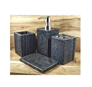 Accessoire de salle de bain en marbre de luxe Logo aspect attrayant pour salle de bain Ensemble de salle de bain 4 pièces avec distributeur de savon imprimé personnalisé - Product Image 1