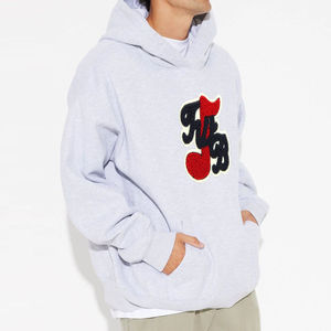 Streetwear de haute qualité, broderie personnalisée en chenille 100% coton, épaules tombantes, vente en gros de sweats à capuche en chenille brodés pour hommes - Product Image 6