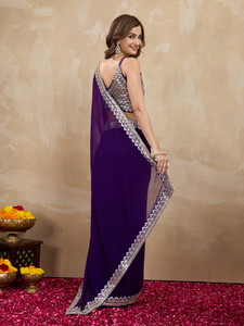 Trendmalls ชุดสุภาพสตรีชุดเย็บปักผ้าชุดติดกันแบบไม่มีตะเข็บ (K1139-Purple) ราคาขายส่งจากปากีสถาน - Product Image 3