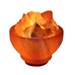 Himalayan Salt Fire Bowl Lamp With High Quality Base and Heart Shape Stones Salt Lamp-Sian Enterprises - Product Image 1
