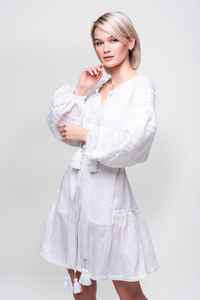 ชุดเดรสยาวสไตล์บูติกสำหรับผู้หญิงชุดเดรสยาวปักลายดอกไม้ผ้าฝ้ายชุดเดรสลำลองหรูหราสำหรับผู้หญิงสำหรับฤดูร้อน - Product Image 4