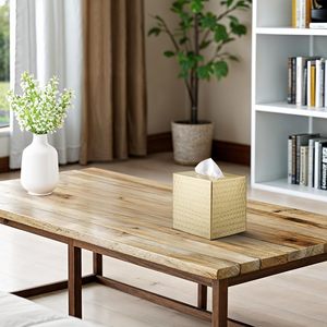 Couvercle de boîte à mouchoirs carré martelé à la main or brossé-pour salle de bain salon ou atelier distributeur inclus - Product Image 3