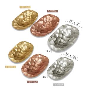 Bol à fruits en aluminium plaqué cuivre forme ovale vaisselle décorative bol à salade de service au design martelé bol à dessert de table - Product Image 4