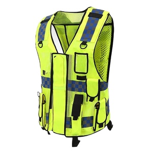 Gilet de travail antistatique en maille fluorescente de polyester à marque privée, certifié CE, avec bande noire de haute qualité. - Product Image 1