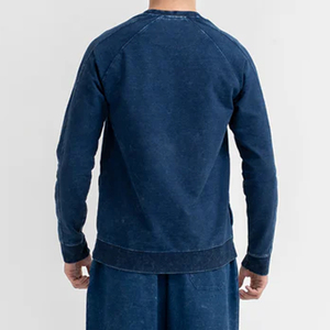 Haute qualité lavage à l'acide classique blanc uni col rond sweat à manches longues imprimé coton solide col rond sweat - Product Image 3
