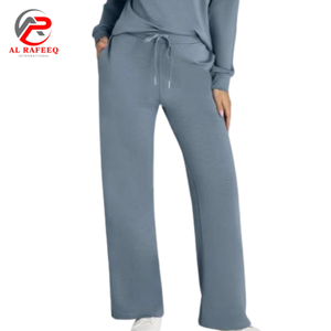 กางเกงขาบานเอวยางยืดมีเชือกรูดออกแบบโลโก้ได้ตามต้องการ - Product Image 4