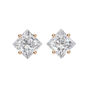 Boucles d'oreilles clous en diamant de laboratoire taille princesse, solitaires 1 carat, disponibles en or 10K, 14K, 18K et argent 925, classiques pour femme - Product Image 2