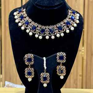 Concevez votre propre collier boucles d'oreilles Matha Patti & Bindi ensembles de luxe à la mode vêtements de mariée 4 pièces ensemble de bijoux artificiels dames - Product Image 6
