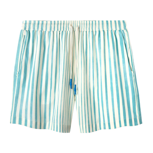 Maillot de bain décontracté à rayures aquarelles bleues avec poche zippée Ceinture élastique écologique à séchage rapide pour homme - Product Image 1