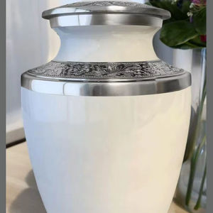 Urne funéraire en aluminium de style Art déco, grande capacité 1-2L, design cylindrique moderne, faite à la main, pour les cendres humaines, commémoration - Product Image 1