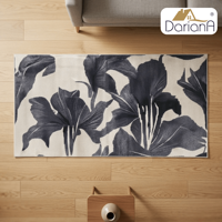 Karpet Bunga Abu-abu DarianA Plush 60x90 cm Poliester Lembut Tipis Anti Selip Dapat Dicuci Mesin Alas Lateks Modern Persegi Panjang Untuk Penggunaan Rumah Tangga