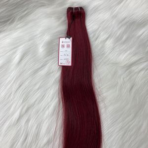 Extensiones de cabello Remy virgen rojo de alta calidad de 26 pulgadas, precio de fábrica, máquina recta, trama, materia prima de costura - Product Image 6
