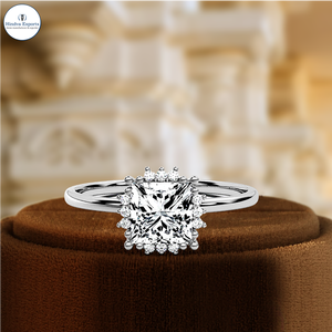 Anillo de Compromiso con Diamante Cultivado en Laboratorio de 1 Quilate, Estilo Halo, Anillo de Boda, Anillo de Propuesta, Anillo Nupcial con Certificado IGI - Product Image 1