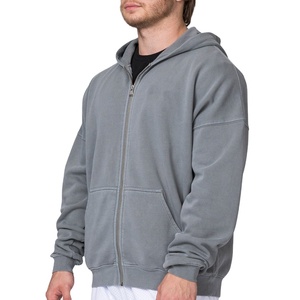 Custom 100% Cotton Full Zip Hoodie for Men Breathable Street Wear Front Logo Print Solid Pattern Winter Season Hoodie Pakistan - Product Image 3
